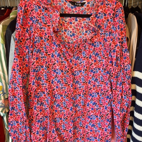 Tops - Women's Floral Pink and Blue Top
